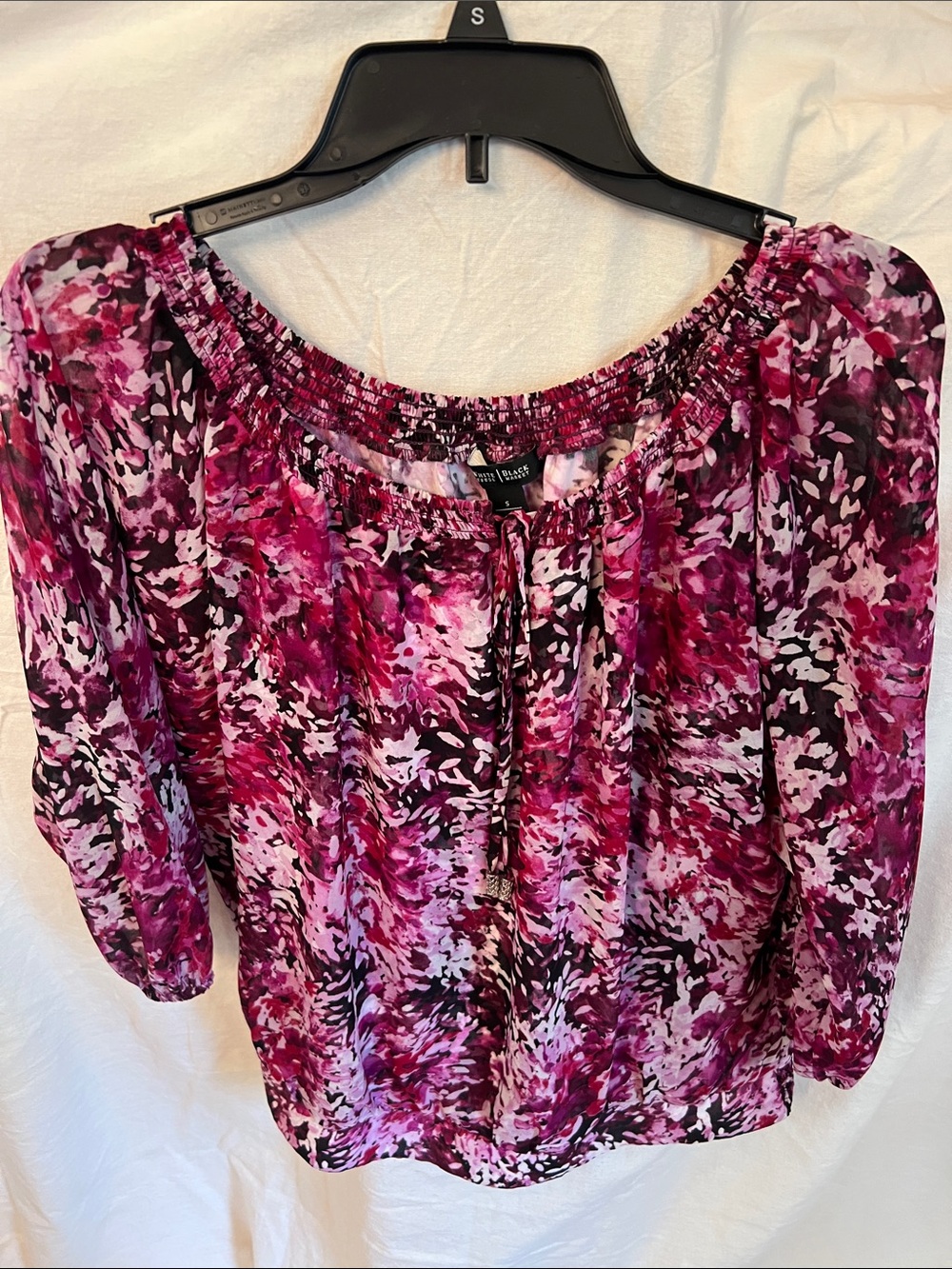 White House Black Market Pink Floral Peasant Blouse